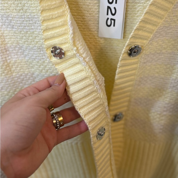 525AMERICA gingham Yellow cardigan size M - Picture 5 of 5